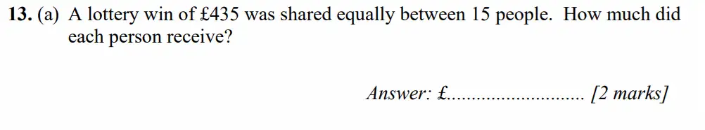 Question 13(a) - Merchant Taylors School - 11+ Exam Maths Specimen Paper 1 - 2026