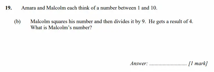 Question 19(b) - Merchant Taylors School - 11+ Exam Maths Specimen Paper 1 - 2026