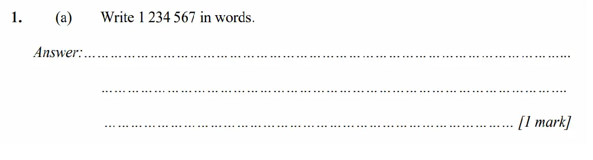 Question 1(a) - Merchant Taylors School - 11+ Exam Maths Specimen Paper 1 - 2026