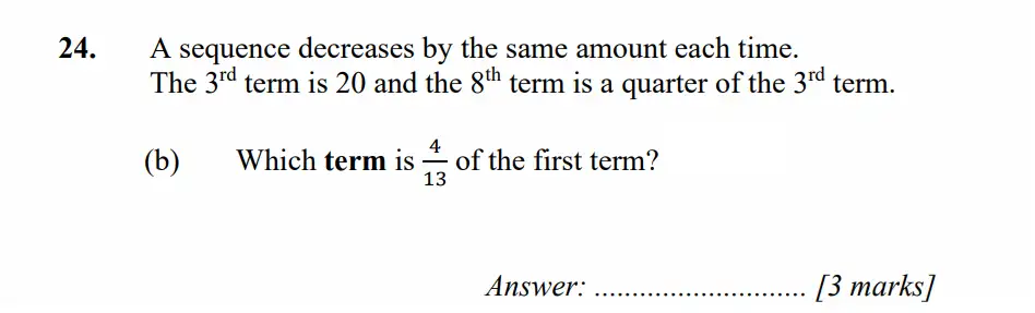 Question 24(b) - Merchant Taylors School - 11+ Exam Maths Specimen Paper 1 - 2026