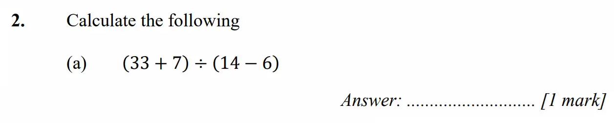 Question 2(a) - Merchant Taylors School - 11+ Exam Maths Specimen Paper 1 - 2026