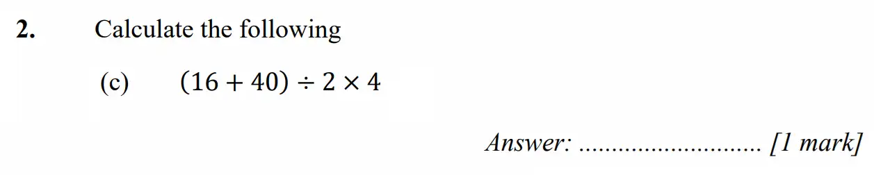 Question 2(c) - Merchant Taylors School - 11+ Exam Maths Specimen Paper 1 - 2026
