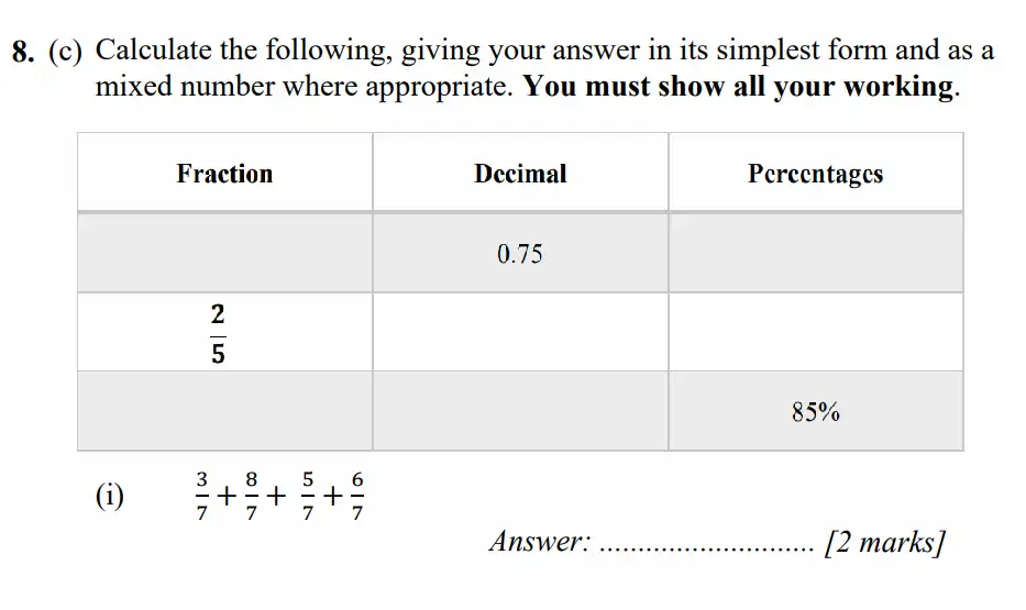 Question 8(c.i) - Merchant Taylors School - 11+ Exam Maths Specimen Paper 1 - 2026