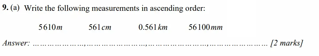 Question 9(a) - Merchant Taylors School - 11+ Exam Maths Specimen Paper 1 - 2026