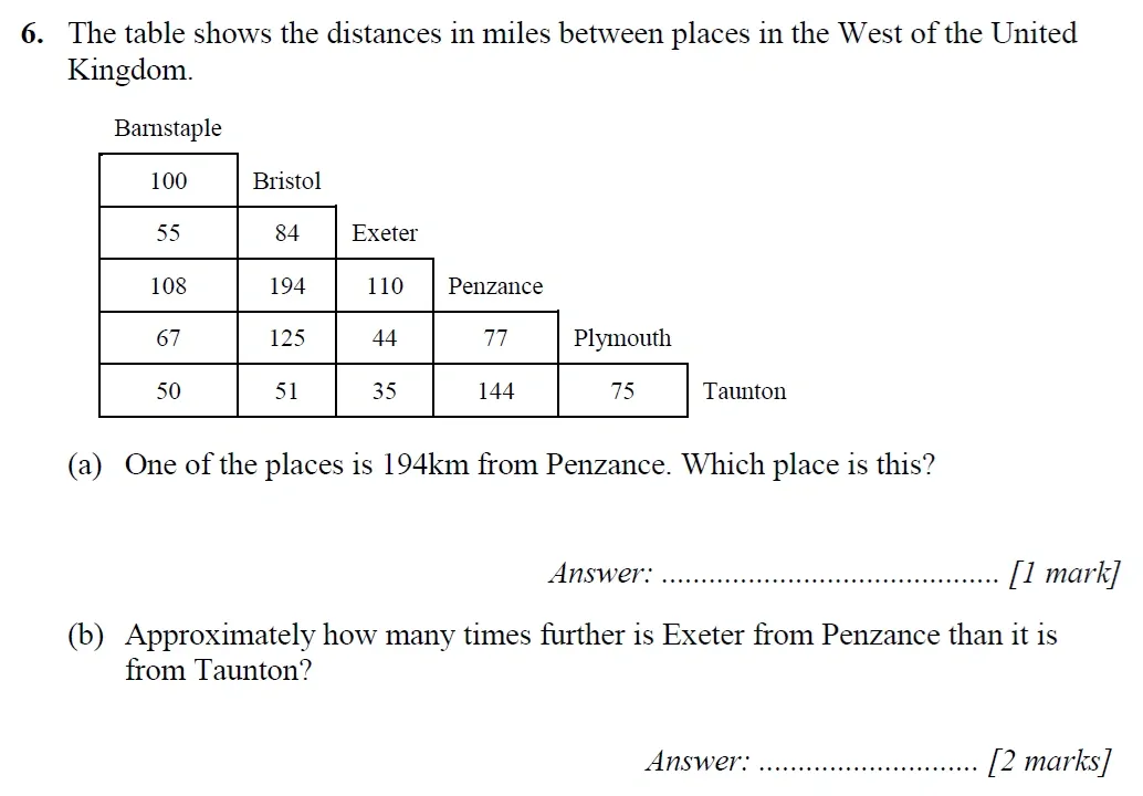 Question 06(a,b) - Merchant Taylors School - 11+ Maths Specimen Paper 2 - 2025