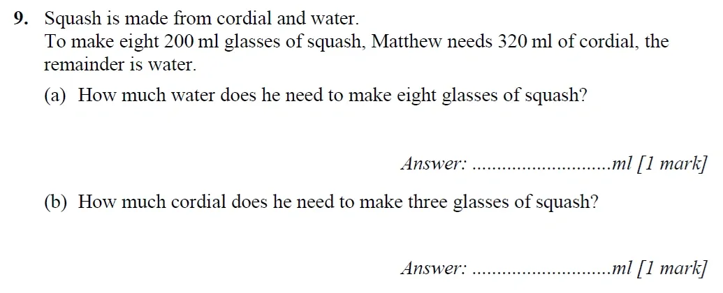 Question 09(a,b) - Merchant Taylors School - 11+ Maths Specimen Paper 2 - 2025
