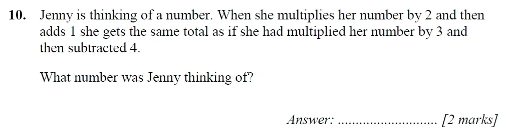 Question 10 - Merchant Taylors School - 11+ Maths Specimen Paper 2 - 2025