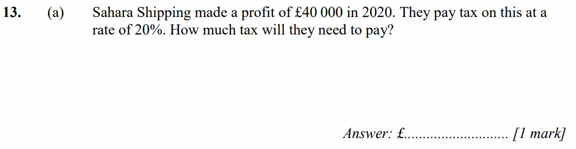 Question 13(a) - Merchant Taylors School - 11+ Exam Maths Specimen Paper 2 - 2026