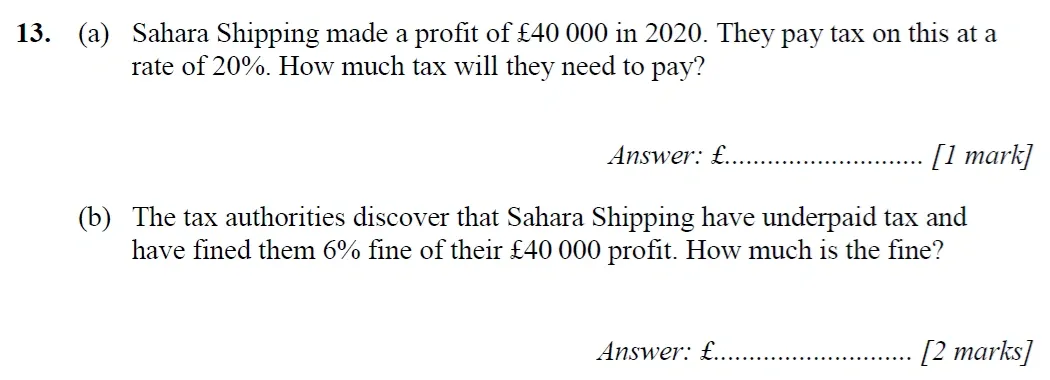 Question 13(a,b) - Merchant Taylors School - 11+ Maths Specimen Paper 2 - 2025