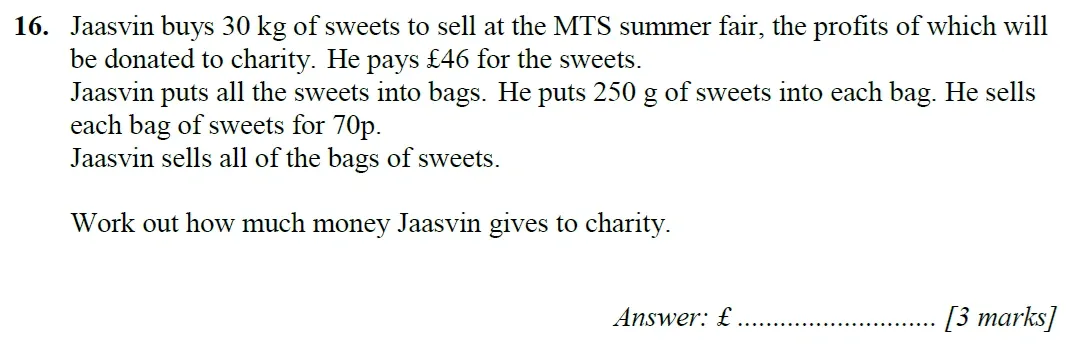 Question 16 - Merchant Taylors School - 11+ Maths Specimen Paper 2 - 2025
