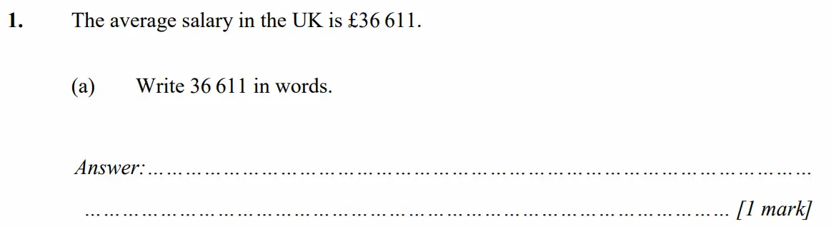 Question 1(a) - Merchant Taylors School - 11+ Exam Maths Specimen Paper 2 - 2026