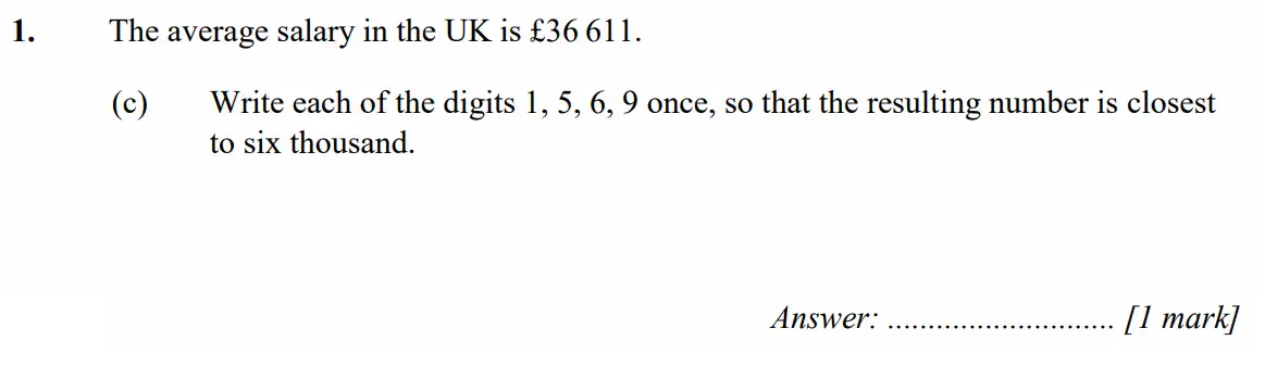 Question 1(c) - Merchant Taylors School - 11+ Exam Maths Specimen Paper 2 - 2026