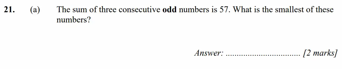 Question 21(a) - Merchant Taylors School - 11+ Exam Maths Specimen Paper 2 - 2026