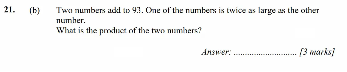 Question 21(b) - Merchant Taylors School - 11+ Exam Maths Specimen Paper 2 - 2026