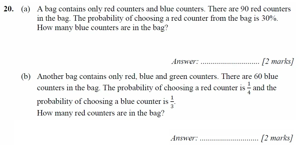 Question 20(a,b) - Merchant Taylors School - 11+ Maths Specimen Paper 2 - 2025