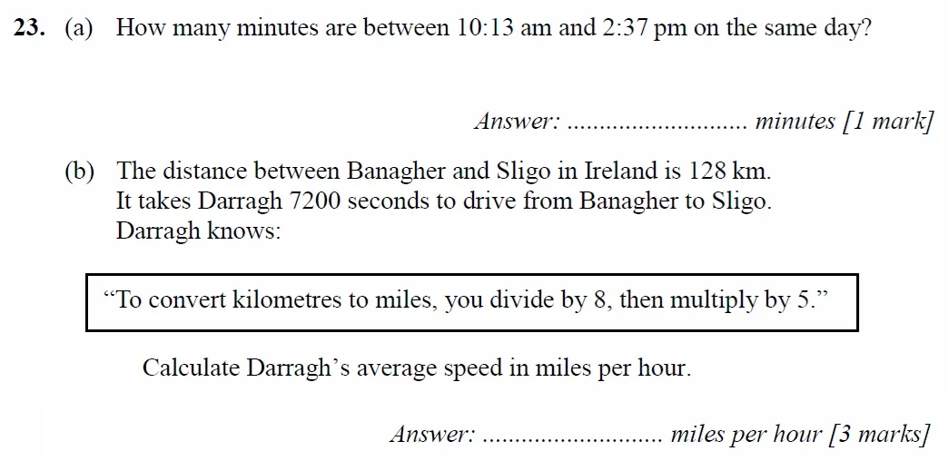 Question 23(a,b) - Merchant Taylors School - 11+ Maths Specimen Paper 2 - 2025