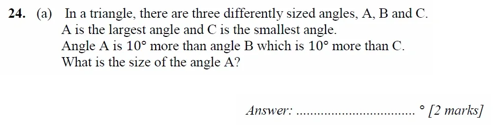 Question 24(a) - Merchant Taylors School - 11+ Maths Specimen Paper 2 - 2025
