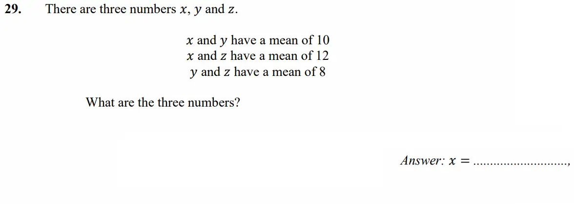 Question 29(a) - Merchant Taylors School - 11+ Exam Maths Specimen Paper 2 - 2026