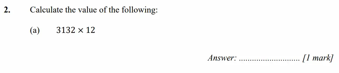 Question 2(a) - Merchant Taylors School - 11+ Exam Maths Specimen Paper 2 - 2026