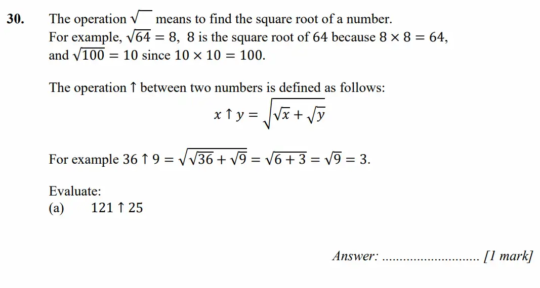 Question 30(a) - Merchant Taylors School - 11+ Exam Maths Specimen Paper 2 - 2026