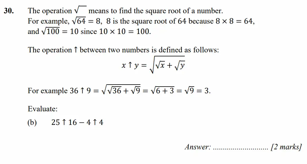 Question 30(b) - Merchant Taylors School - 11+ Exam Maths Specimen Paper 2 - 2026