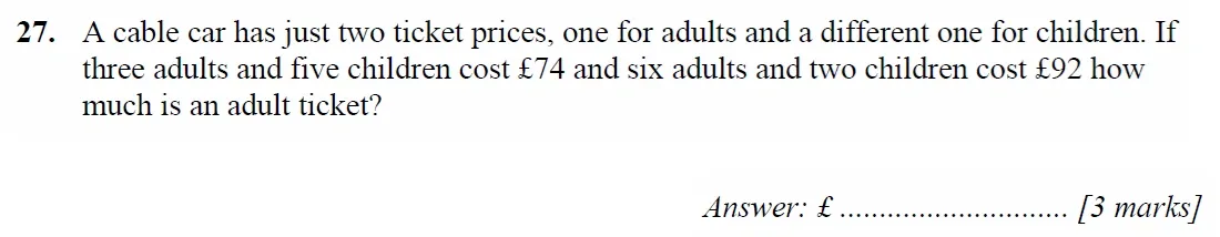 Question 27 - Merchant Taylors School - 11+ Maths Specimen Paper 2 - 2025