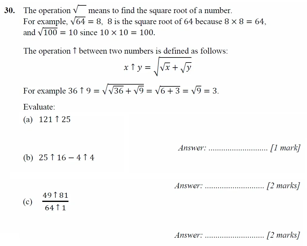 Question 30(a,b,c) - Merchant Taylors School - 11+ Maths Specimen Paper 2 - 2025