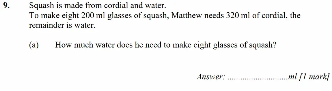 Question 9(a) - Merchant Taylors School - 11+ Exam Maths Specimen Paper 2 - 2026