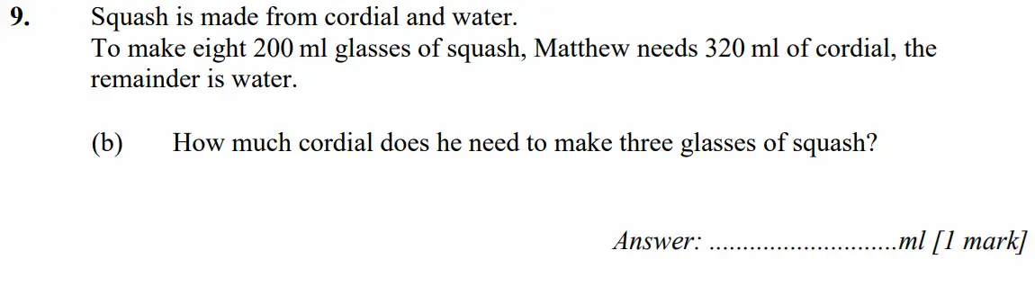 Question 9(b) - Merchant Taylors School - 11+ Exam Maths Specimen Paper 2 - 2026