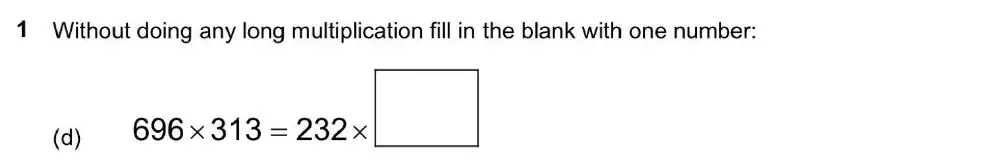 Question 1(d) - North London Collegiate School 11+ Exam Maths Paper 2020