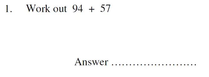 Question 1 - Oundle School 11 Plus Maths Entrance Exam 2007