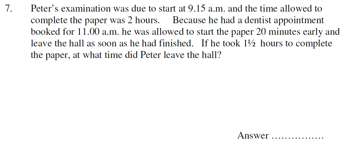 Question 7 - Oundle School 11 Plus Maths Entrance Exam 2007