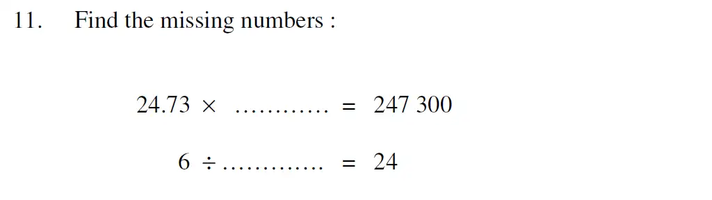 Question 11(11(a),11(b)) - Oundle School 11 Plus Maths Entrance Exam 2007