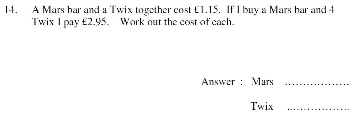 Question 14(14(a),14(b)) - Oundle School 11 Plus Maths Entrance Exam 2007