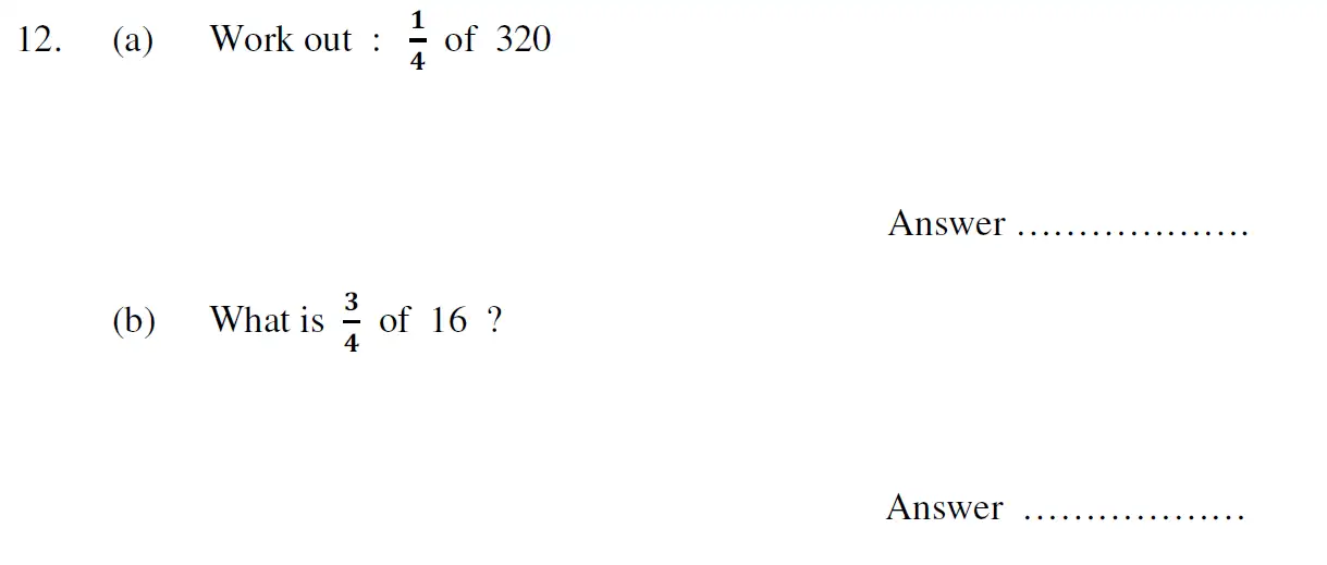Question 12(12(a),12(b))(12(a),12(b))(12(a),12(b)) - Oundle School 11 Plus Maths Sample Paper 2009