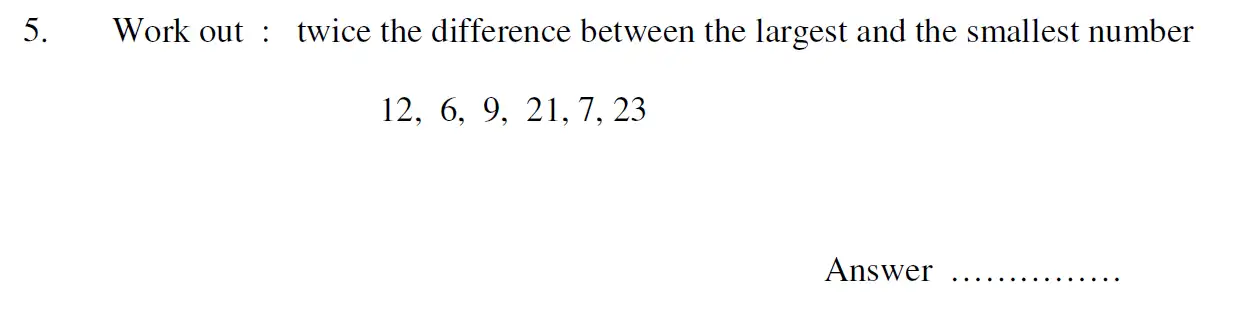 Question 5 - Oundle School 11 Plus Maths Sample Paper 2009