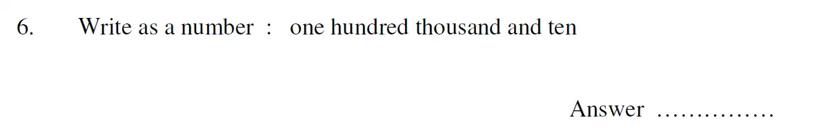Question 6 - Oundle School 11 Plus Maths Sample Paper 2009
