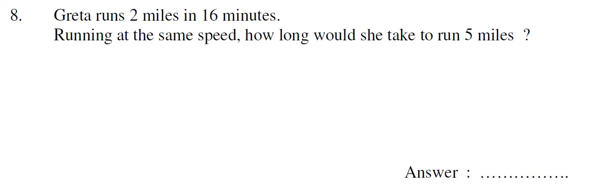 Question 8 - Oundle School 11 Plus Maths Sample Paper 2009