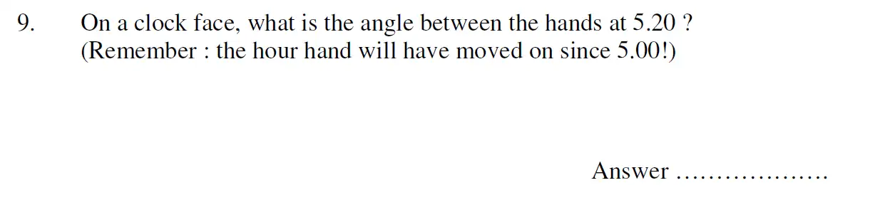 Question 9 - Oundle School 11 Plus Maths Sample Paper 2009
