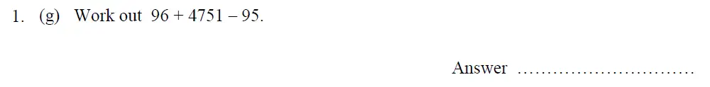 Question 1(g) - Oundle School 11 Plus Maths Entrance Exam 2013