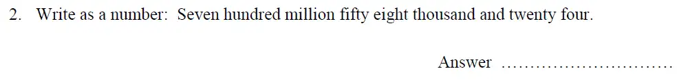 Question 2 - Oundle School 11 Plus Maths Entrance Exam 2013