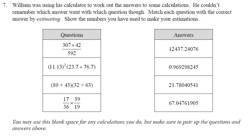 Question 7 - Oundle School 11 Plus Maths Entrance Exam 2013