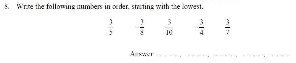 Question 8 - Oundle School 11 Plus Maths Entrance Exam 2013