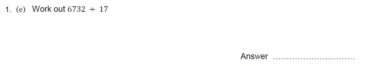 Question 1(e) - Oundle School 11 Plus Maths Junior Entrance Exam 2015
