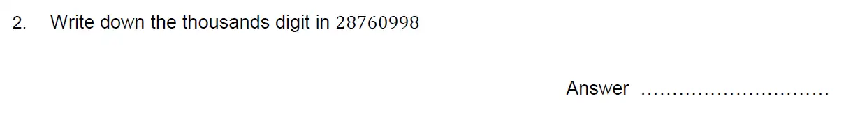 Question 2 - Oundle School 11 Plus Maths Junior Entrance Exam 2015