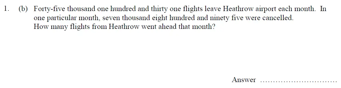 Question 1(b) - Oundle School 11 Plus Maths Junior Entrance Exam 2016