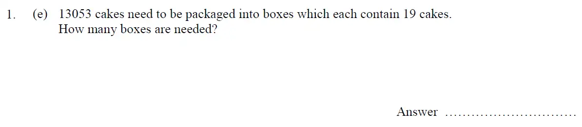 Question 1(e) - Oundle School 11 Plus Maths Junior Entrance Exam 2016