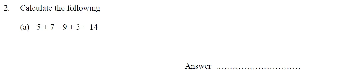 Question 2(a) - Oundle School 11 Plus Maths Junior Entrance Exam 2016