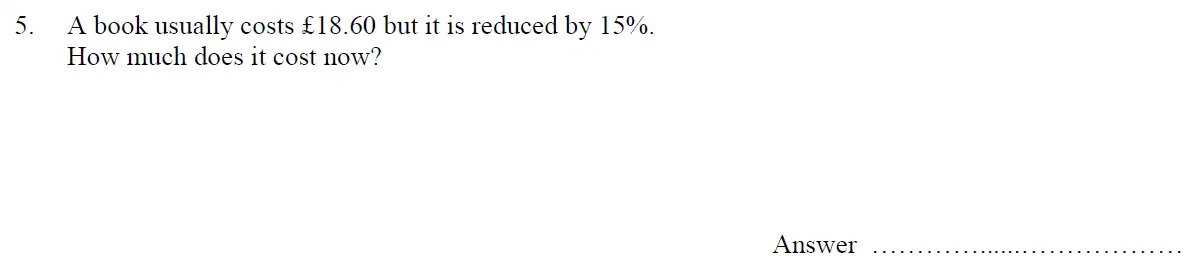 Question 5 - Oundle School 11 Plus Maths Junior Entrance Exam 2016