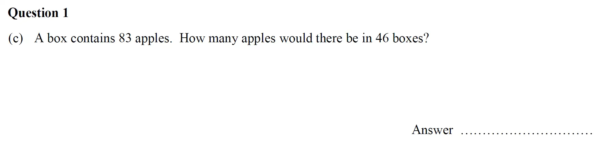 Question 1(c) - Oundle School - 11 Plus Maths Junior Entrance Exam - 2017